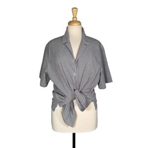 Cathy Daniels VTG Black & White Picnic Plaid Button Up Shirt Women XL Rockabilly